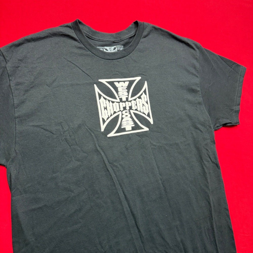 West Coast Choppers Jesse James Iron Cross Graphic T-Shirt‎ Mens XL Black Biker
